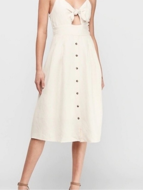 Express Dresses & Skirts - WORN ONCE - Express Linen Blend Button Front Tie Midi Dress